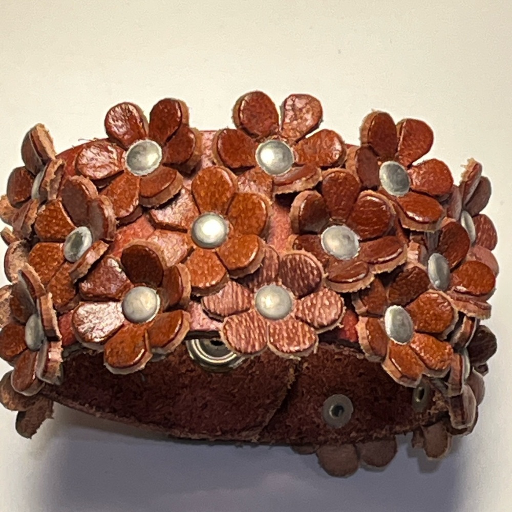 Floral Leather Cuff Bracelet